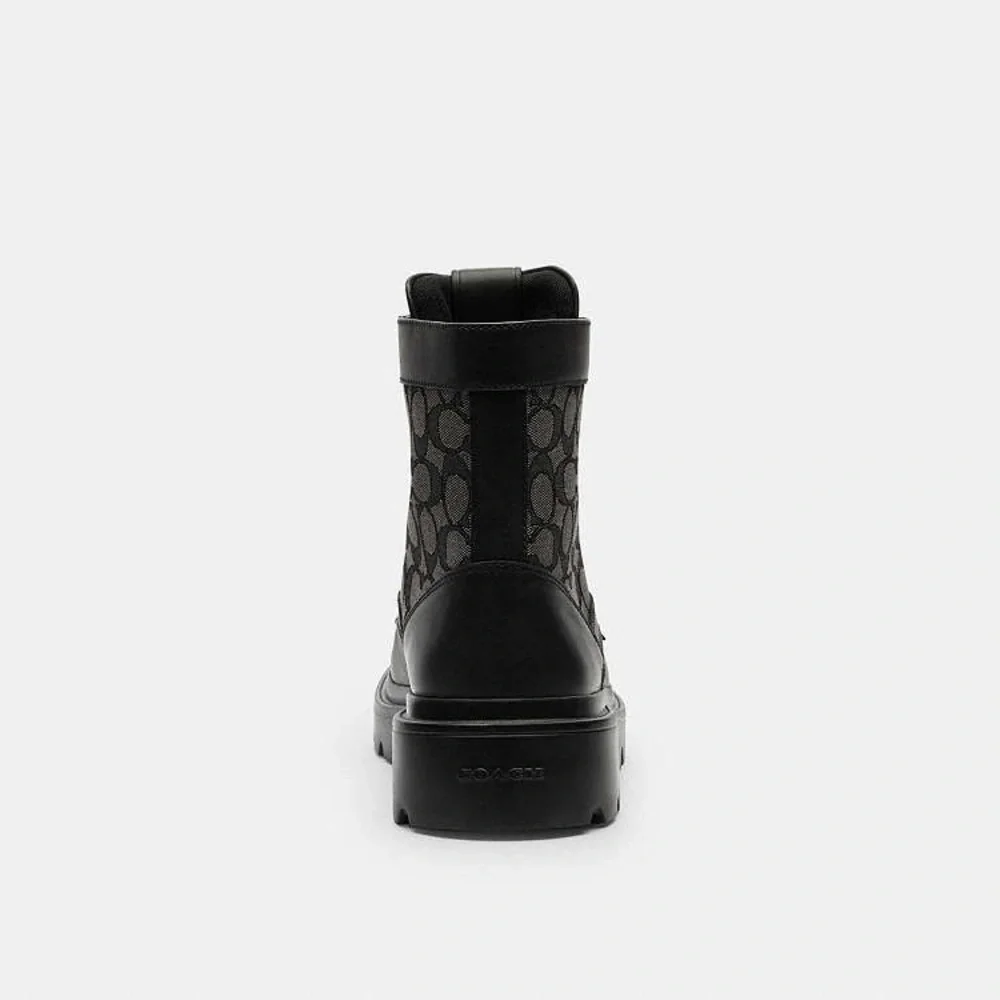 Coach Royce Sig Black Monogram Combat Boots - Picture 6 of 16
